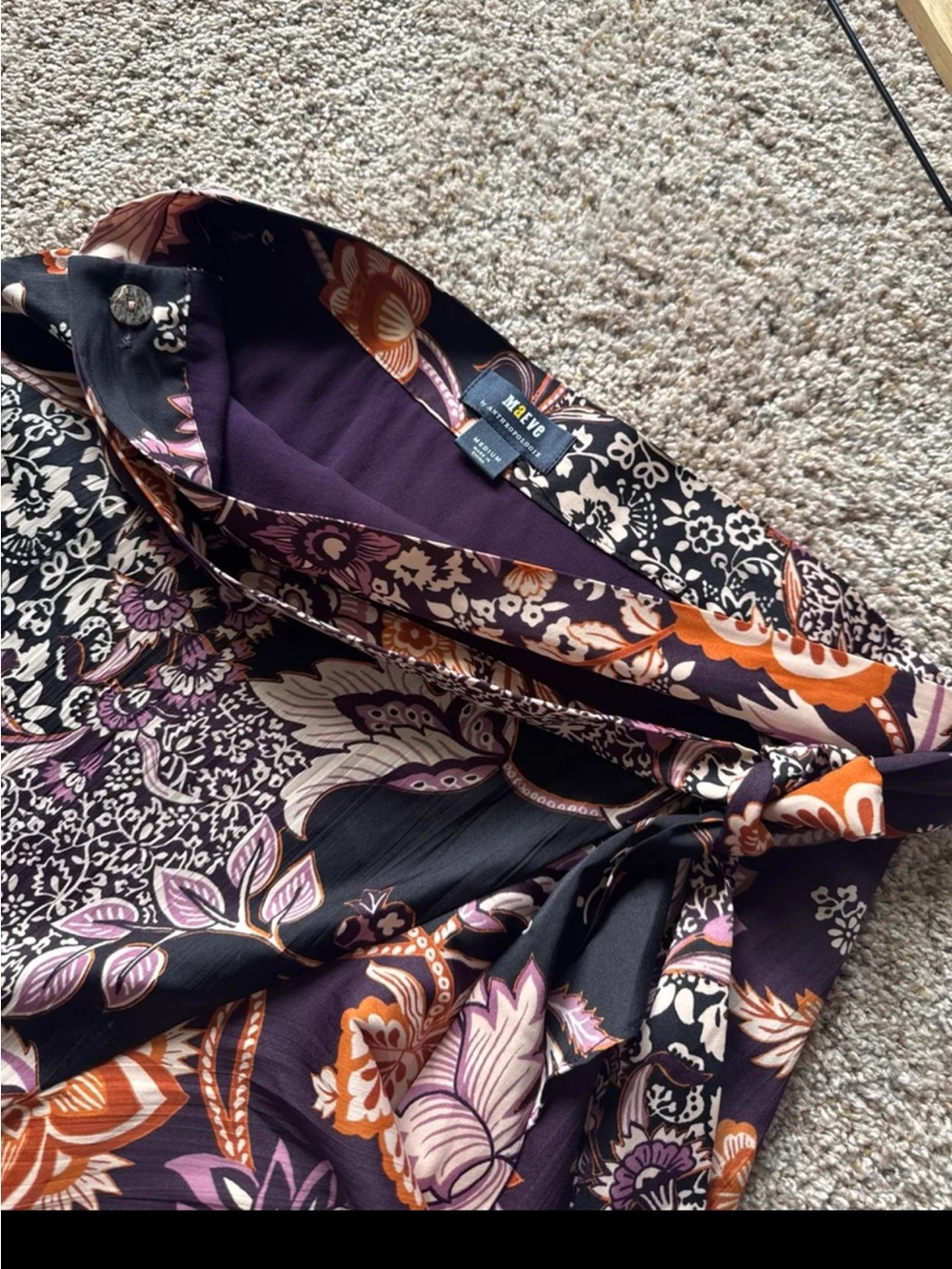 Anthropologie Maeve Ruffled True Wrap Floral Flowy Maxi Skirt size Medium - Picture 11 of 12